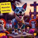 celebración del día de las mascotas fallecidas , una estatua alebrije perruna