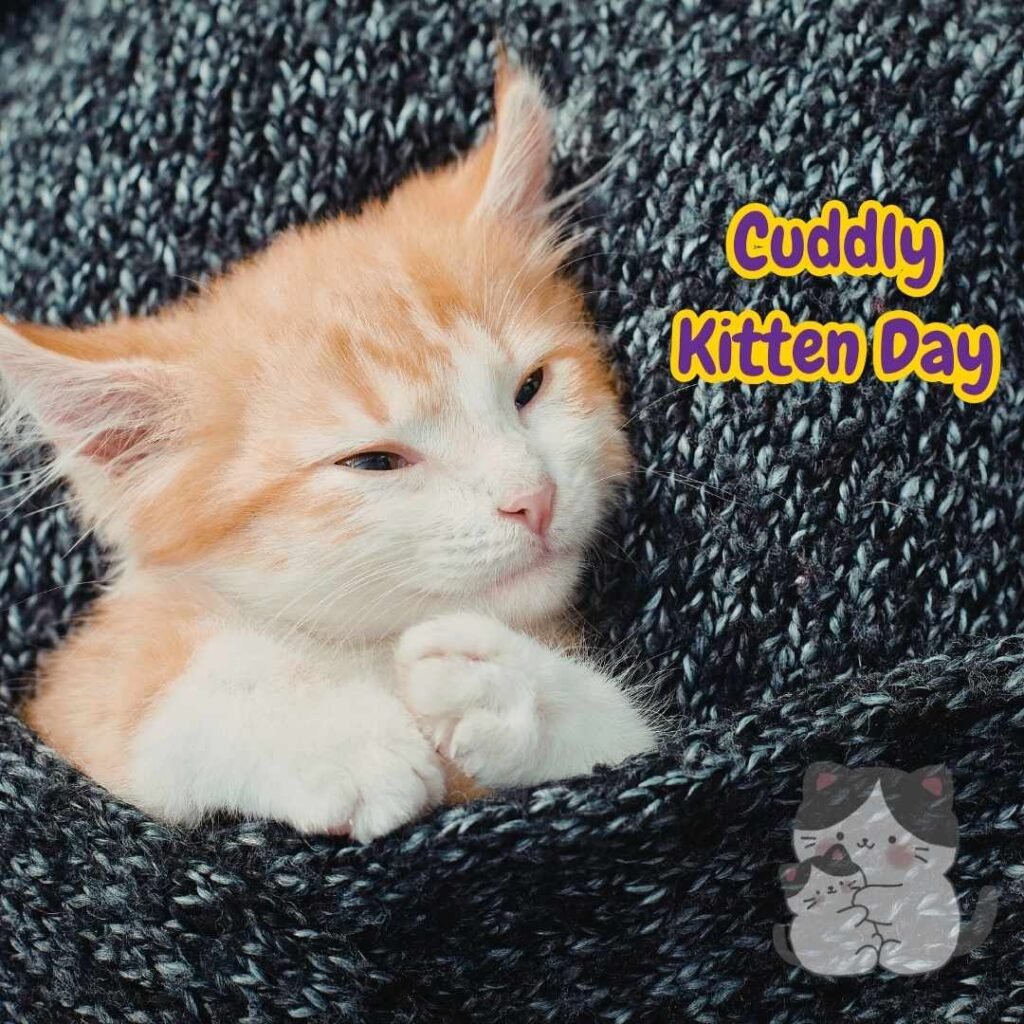 Gatitos adorables celebrando el Cuddly Kitten Day con información sobre el día del gatito, su origen y cómo celebrarlo.