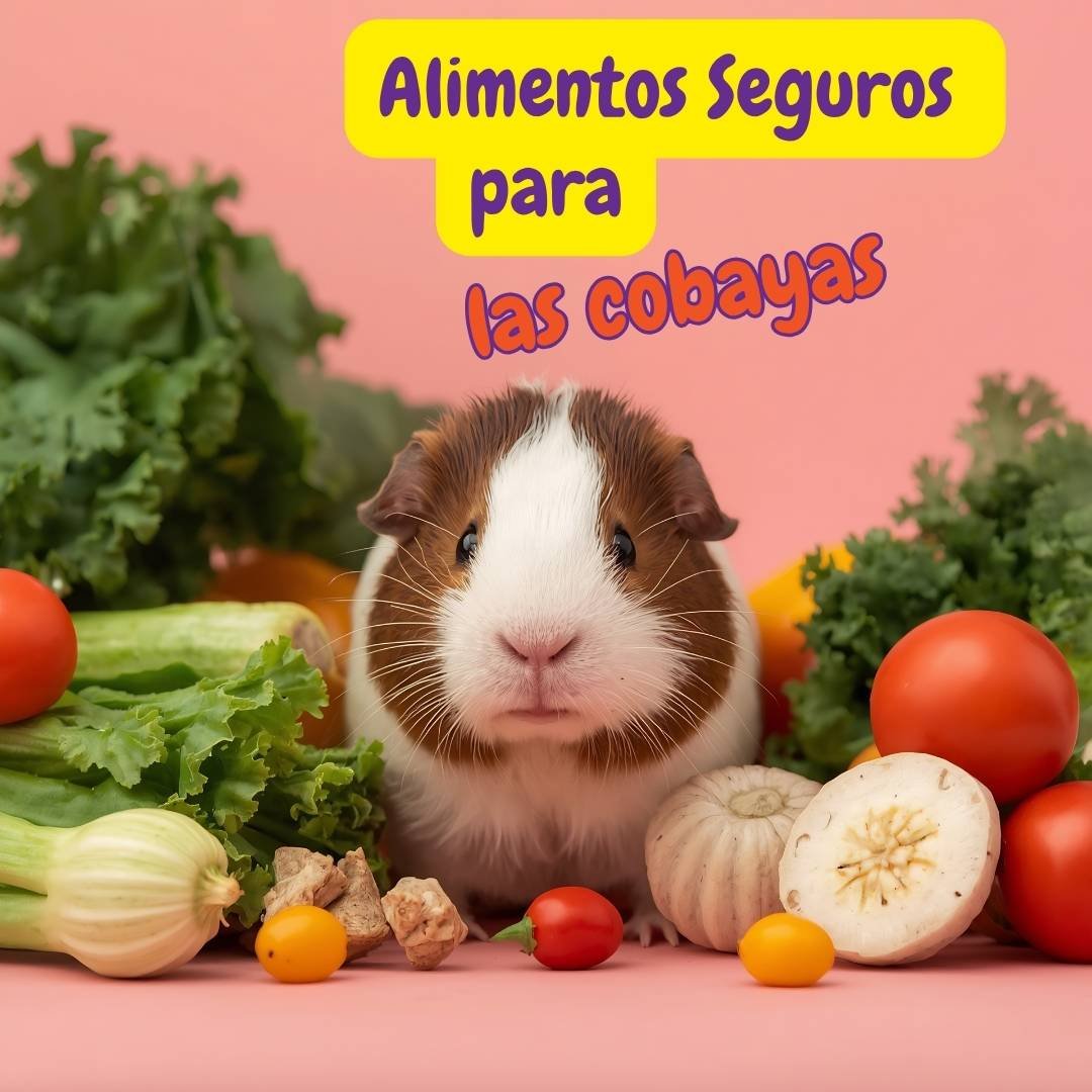 Cobaya comiendo verduras seguras recomendadas para una dieta saludable