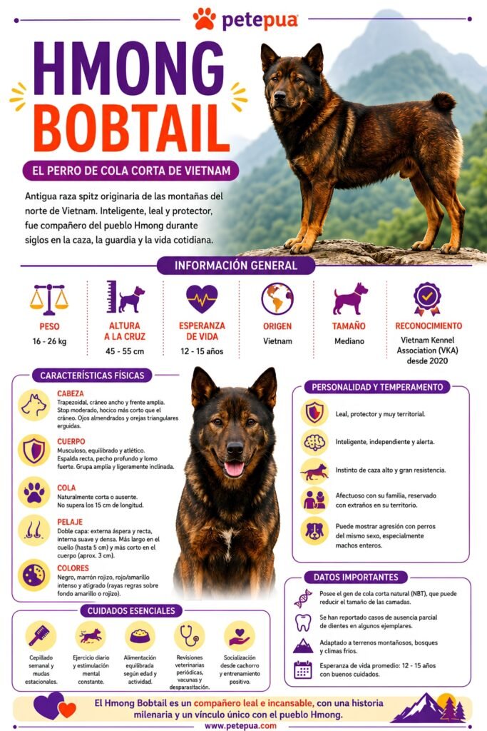 Infografía con características del Hmong Bobtail Dog